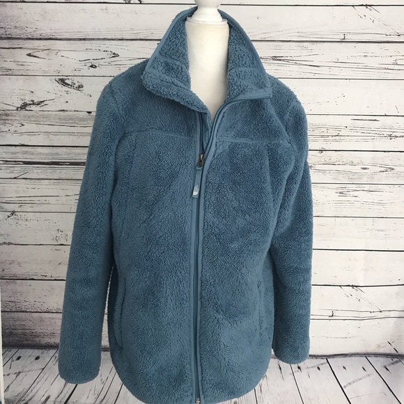 THE NORTH FACE Blue Warm Sherpa Fleece Full Zip Pockets Jacket - XL - Picture 1 of 8